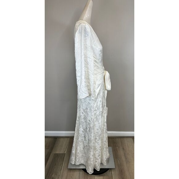 NWT Galvan London Silk Blend Jacquard Havana Maxi Wrap Dress White Size 4 $2,295 - Picture 10 of 13